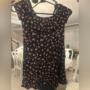 Art Class Girls Black Floral Dress | Size S 6/7| Flutter Sleeve